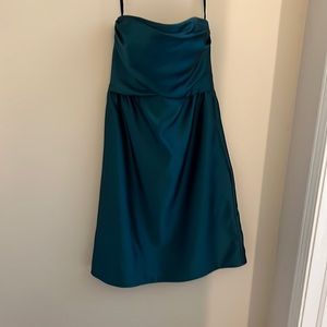 Strapless mid length dress, turquoise, size 4. Worn once, great condition.